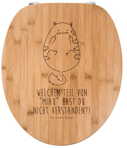 Mr. & Mrs. Panda WC Sitz Katze Mittelfinger - Geschenk, Toilettendeckel, Katzenfan, Cat, Kater, WC-Sitz, Toilette, lustig, Mieze, Mietze,