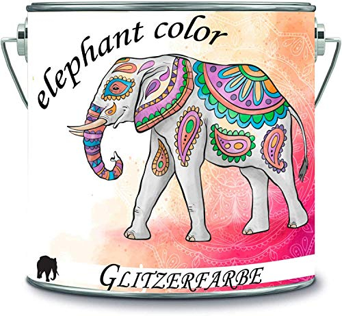 elephant color Peinture à paillettes en latex - Peinture à émulsion - Peinture murale à paillettes - Peinture murale à paillettes - 5 l - Blanc crème - doré à paillettes