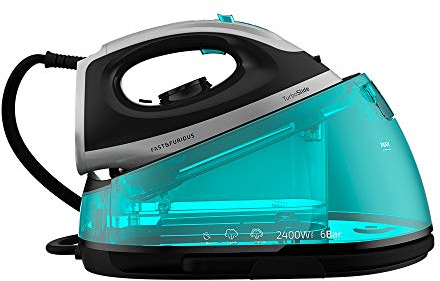 Cecotec Centro de Planchado Fast&Furious 8010 Vital. 2400 W, 6 Bares de Presión, Suela Cerámica Ultradeslizante Turbo Slide, 360 g/min Golpe de vapor, Sistema de seguridad