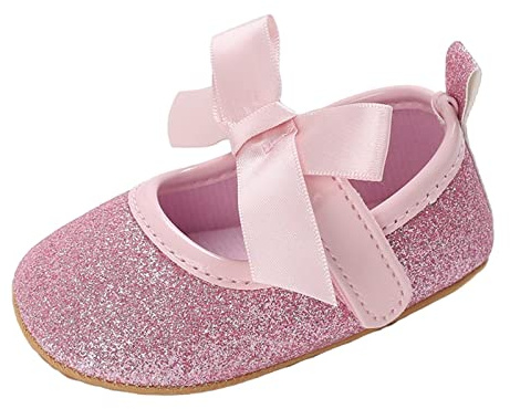 Baby Girls First Walking Shoes Mary Jane PU Leather Anti-Slip Princess Shoes Infant Baby Shoes 0-6 Months,H5
