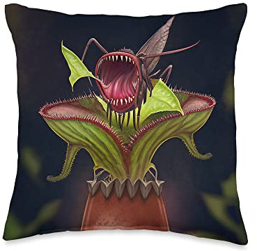 Funny Graphic Houseplant Art Cool Venus flytrap bug eater Throw Pillow