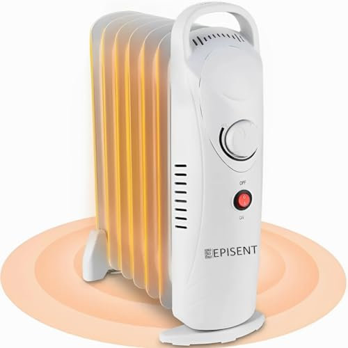 EPISENT Oil Filled Radiator Heater 7 Fin 1000W, Compact & Quiet Portable Electric Heater with Adjustable Thermostat, Overheat & Tip Over Protection, Free Standing Oil Filled Radiator for Home & Office