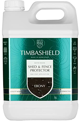 Timbashield - Shed & Fence Protector - Ebony - 5L - One Coat System - Water Based Wood Stain - Nourishes & Protects - Enhances & Brightens - Ideal for Sawn Wood