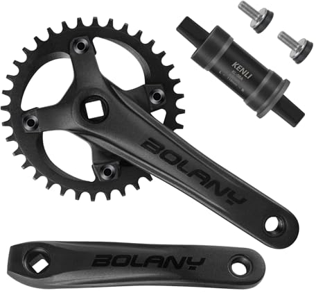 BOLANY Mountainbike Kurbelgarnitur MTB 1x Vierkant-Tretlager Kurbelgarnitur 104 BCD 170mm Kurbel 32/34/36T Kompatibel mit Shimano, SRAM, FSA