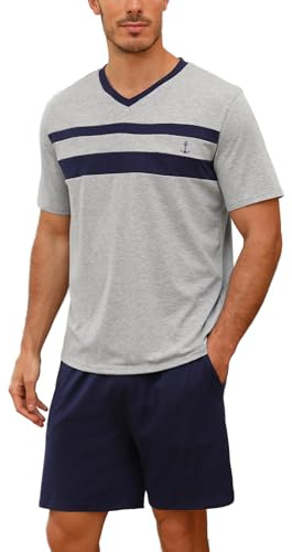 Nieery Pyjama Court Homme Coton pour l'été à Manches Courtes