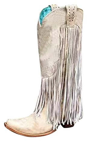 Generisch Womens Plus Size Winter Chunky Heel High Heel Ankle Boots High Heel Boots High Heel Boots Sexy Latex High Boots, beige, 6 UK