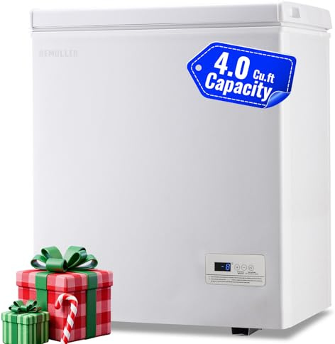 DEMULLER 4.0 Cu.ft Chest Freezer with Electronic Panel, Accurate Temperature Display to 1 ℉, White Deep Freezing Machine with 2 Removable Baskets, Compact Size for Any Space