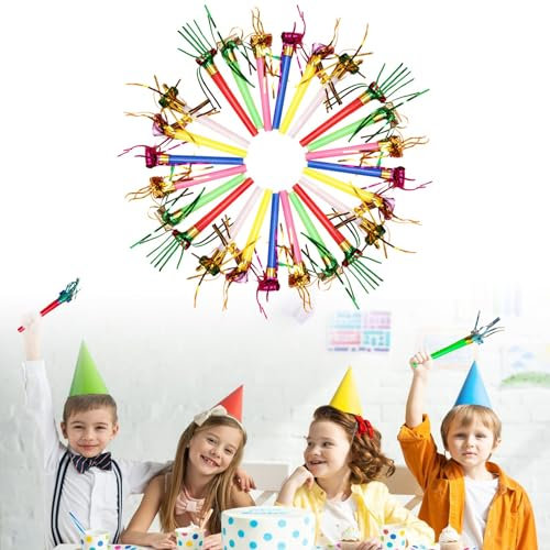 Kinder Party Gebläse, Luftrüssel Kinder Tröten Kindergeburtstag, Mehrfarbig Party Gebläse, Neujahr Party Krachmacher Gebläse Krachmacher, Mehrfarbig Partytröten Luftrüssel, 20 Stück