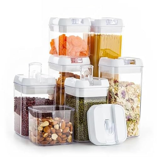 GRANZ Airtight Food Storage Containers Pack of 7 | Kitchen Organization Set for Cereal & Dry Foods | BPA Free Cereal Food Containers for Sugar, Flour, etc.
