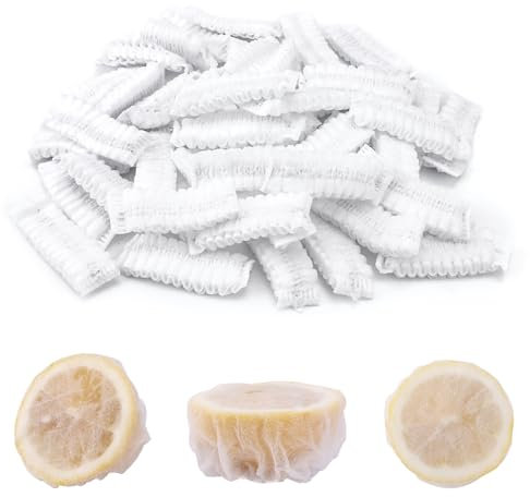 BOXOB 100 pz Pellicole Estensibili per Limoni, Riutilizzabili Sacchetti per Limoni Freschi Rete per Succo di Limone per Spremitura Coperture in Rete per Limoni per Metà o Spicchi di Limone (Bianco)