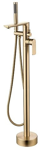Robinet de Baignoire de Salle de Bain Cascade Autoportant En Or Brossé Sur Pied 2 Modes Robinet de Baignoire Sur Pied Autoportant Rotatif à 360 °