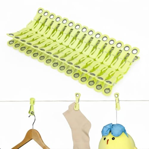 Cozary 30 Piezas Pinzas para Ropa con Gancho, Plástico Pinzas Tender Ropa Estable con Agujero Redondo, Clothes Pegs No Deja Marcas para Ropa Interior Pantalones Camisetas Calcetines Peluche