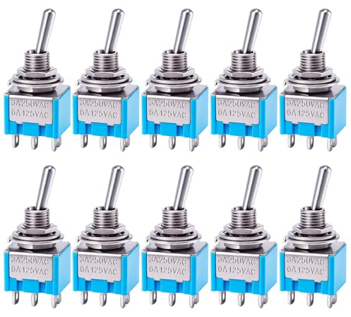 Gebildet 10st Mini Låsande Vippströmbrytare 6 Stift 2 Lägen DPDT PÅ-PÅ Miniatyrvippströmbrytare AC 6A/125V för Bil Båt Industri