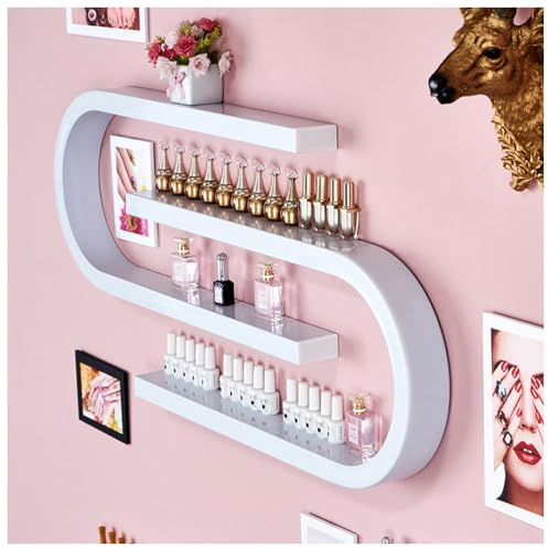 ZBJDX Estante De Pared MetáLico En Forma De U, para Esmaltes De UñAs, Vitrina De CosméTicos, Perfumes Y Aceites Esenciales,Blanca