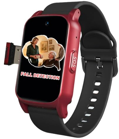 VCYEX Reloj Localizador Personas Mayores Emergencia Ancianos Reloj Pulsera Personas Mayores Alarma De Caída Videollamada SOS para AyudaRed,1.25 * 0.57 * 2.22inch