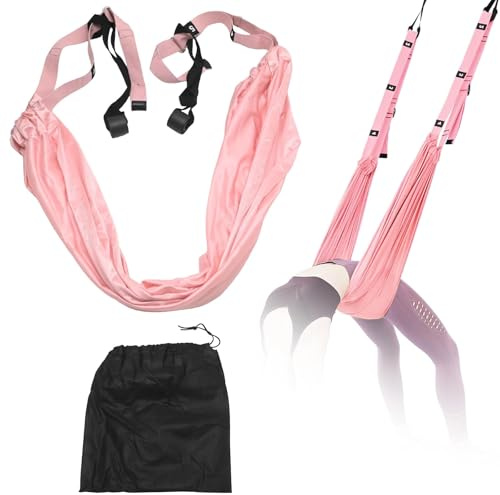 Hoypeyfiy Aerial Yoga Strap, Adjustable Door Yoga Sling, Suitable for Home Use, Perfect for Stretching, and Fitness, Supports Up to 200kg, Made of Polyester Cotton (Pink)
