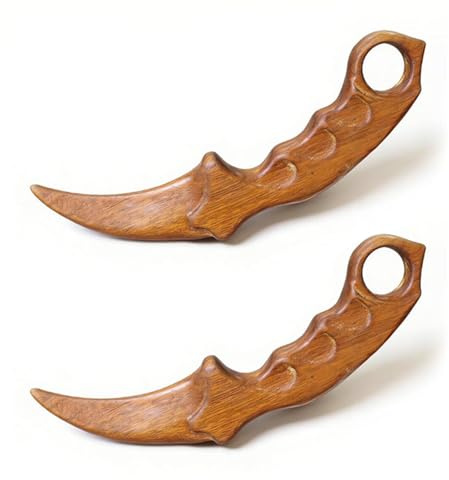 Golden Sandalwood Carved Claw Knife Ornament, Exquisite Wooden Craft for Arts Practice, Performance Training & Home Decoration