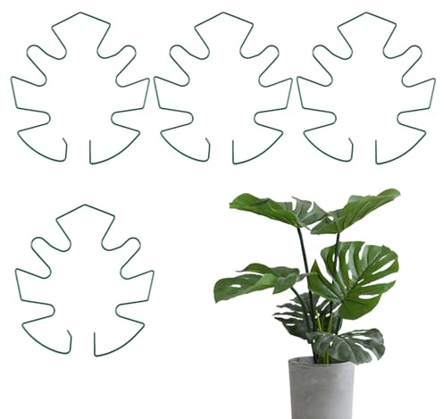 SULIKJHUI 4 st Monstera Trellis, järnmonstera växtstöd med bambuklämma, 15 x 14 cm växtinsatser för inomhusväxter, robust metallram för klättring och blomstrande tillväxt (grön)