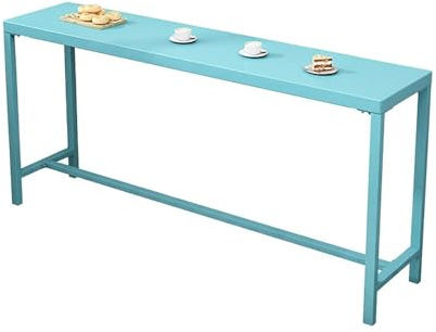 Industriell Metallbartabell, 120/140cm Extra HöG Pubbord FöR Små Utrymmen, Robust StåEnde Konsolbord, AlltväDer Smal HöG Bord FöR KöK, Balkong Och Uteplats(Blue,140cm/55)