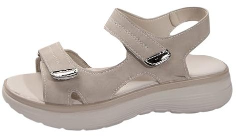 Sandali da donna estivi alla moda con zeppa 2026 Plus Size Primavera Suola spessa Lavoro Ufficio Elegante Western Hook and Loop Estate 2026 Primavera 2026 Moda Spiaggia Donna Sexy, Grigio chiaro, 40