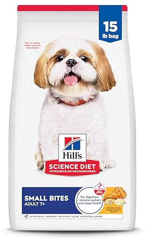 Hill's Science Diet Adult 7+ Small Bites Dry Dog Food, Chicken Meal, Barley, & Rice, 15 lb. Bag