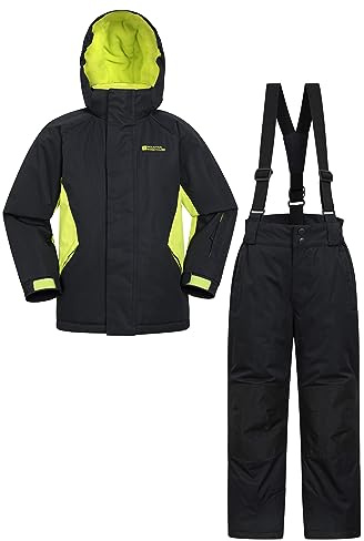 Mountain Warehouse Skijacke und Hose für Kinder – schneefest, Fronttaschen, Fleece-Futter, integriertes Kleid – Snowboarden, Winter