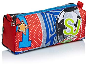SJ GANG STYLE JAM GANG Mäppchen, Federtasche Federmappe Etui Schule für Jungen Mädchen mit Reißverschluss, Stiftetasche, Fußball, rot