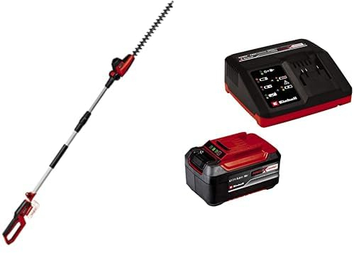 Einhell Taille-haie télescopique sans Fil GC-HH 18/45 Li T-Solo Power X-Change (li-ION, 18 V, poignée Principale orientable, Bloc Moteur inclinable sur 7 Positions) avec Chargeur et Batterie 5,2Ah
