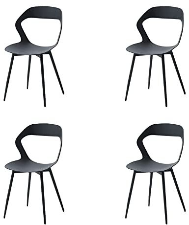 GrandCA HOME Set di 4 Sedie da Pranzo o Sedia da Ufficio con Gambe in Metallo, Sedie da Cucina per Soggiorno, Sala da Pranzo, Sala Riunioni, Nero+Nero
