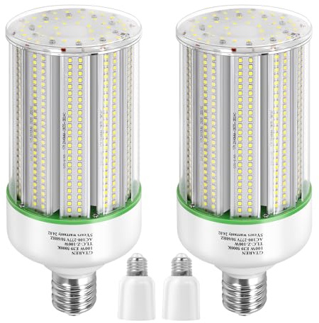 GTAREN 100W LED Corn Light Bulb 2Pack,400 Watt Metal Halide HID lamp Replacement,5000K E39 Mogul Base LED Bulb for Street and Area Lighting Bay Light Fixture Wearehouse Workshop Garage Gyms