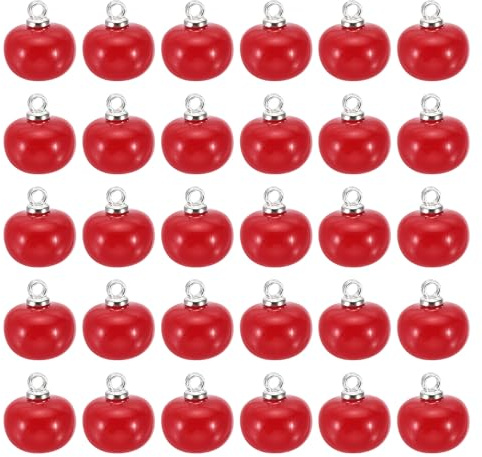 PATIKIL Pulsanti in Perle 10mm, 100pz Pulsanti Grandi Chubby-Buttons Fatti a Mano Perle Finta Bianca e Gambo Cucito Artigianato Vestiti Maglione Natalizio Camicia, Argento Rosso