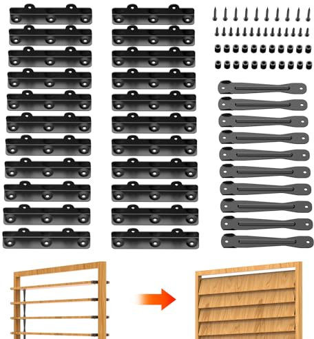 Suemisi Louver Bracket Kit, Louver Hardware Set,Window Shutter Hardware,Deck Sunblind System for Fence,Garden, Shutters and Blinds (1)