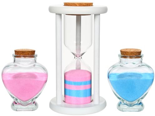 Unity Sand Sandzeremonie Set mit 3 Sets – inklusive 1 Stück Stundenglas und 2 herzförmige Glasvase, Hochzeitseinheitsideen für Zeremonie (Set nicht im Lieferumfang enthalten)