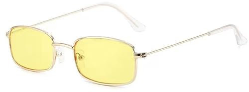 HDUBFY Kleine ovale Sonnenbrille für Damen mit UV400-Schutz, rechteckige Sonnenbrille aus Metall, Gramm, Einheitsgröße