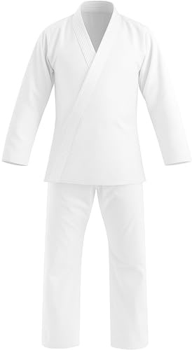 Delmont Kids Jiu Jitsu Gi – Lightweight BJJ Uniform for Boys & Girls (Gi Only, Belt Sold Separately) – Durable, Breathable Karate Gi – Perfect for Training, Sparring & Practice (White, K000)