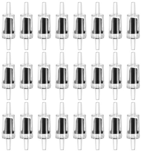 M METERXITY 24-Pack Aquarium Air Check Valve, Plastic One Way Non-Return Valves Air Valve Air Tubing Accessories Air Pump Accessories for 3/16 Airline Tubing Fish Tank [Clear Black]