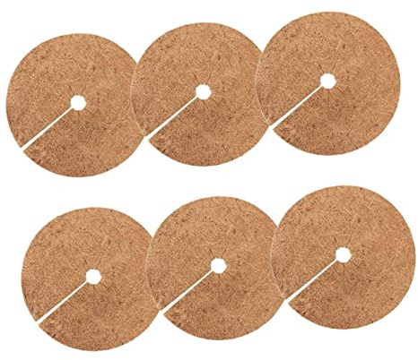 JOINPAYA 6 Esterillas Redondas de Fibra Natural para Anillos de Árboles, Mantillo Transpirable y Protector para Macetas y Plantas, Ideales el Crecimiento de Flores y Plantas