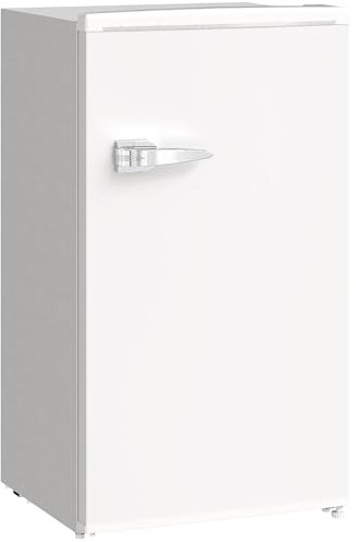 HOMCOM Under Counter Fridge, 85L Retro Freestanding Refrigerator with Chiller Box, Adjustable Thermostat, 2 Removable Glass Shelves, Interior Light, E Rated, 40dB Low Noise, White