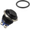 16 mm Pulsador Momentáneo, IP67 Interruptor de Botón de Acero Inoxidable DC 3A 12V-36V, Terminales de Tipo Tornillo, Cabeza Alta Botón Auto Reinicio Botón de Metal a Prueba de Agua Negro