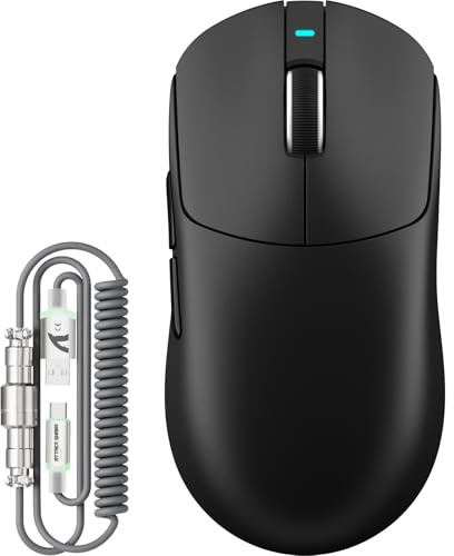 ATTACK SHARK Série X8 Souris Gaming sans Fil, 55–65 g Ultra-Légère, Capteur PixArt PAW3395/3950, Bluetooth/2.4G & USB, Jusqu’à 42 000 DPI, Câble LED C06 Ultra (Noir, X8 Plus)