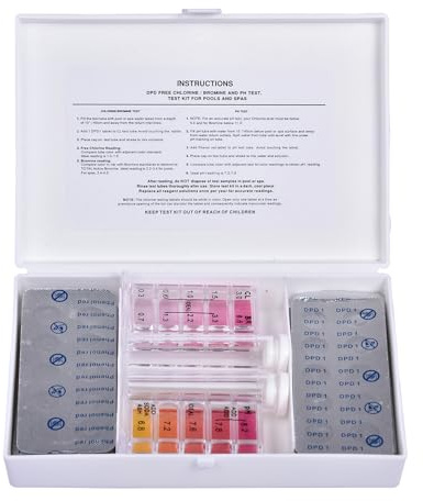 Pooltestare kit | 100 pooltest, bubbelbad och vattentest för PH klorbrom | hårdhet alkalinitet cyanursyra
