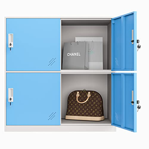 MECOLOR 4,6,9 Tür Metall Büroschrank Mitarbeiter verwenden kleine Schließfächer Schlafzimmer Würfel Schließfach, Wohnzimmer und Schule Locker, Home Locker Organizer Lagerung für Kinder(Blau - 4D)