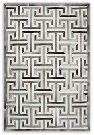Alfombras Piel de Vaca Natural, Sala De Estar Alfombra De Cuero De Vaca Estilo Industrial Alfombras De áRea Gris Resistente A Las Antideslizantes Plegable Dormitorio Almohadillas De Noche Estera De