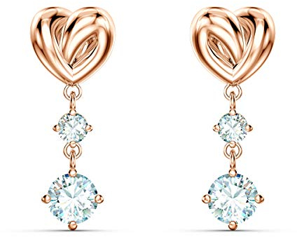 Swarovski Lifelong Heart drop earrings, Heart, White, Rose gold-tone plated