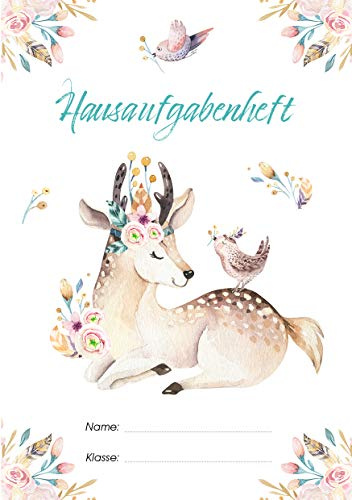 Cooles Hausaufgabenheft A5 | A/B Woche | ohne Datum | Inkl. Kunstoffumschlag + Sticker (Reh)