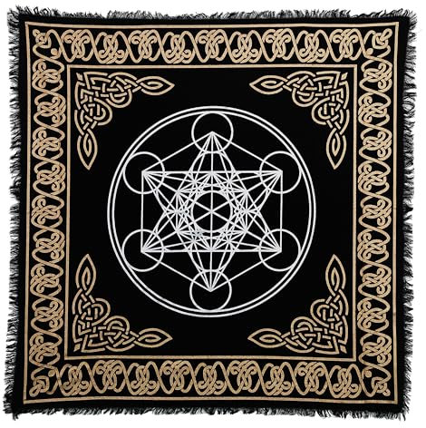 Indian Consigners Hexagonale Metatron Geometrische Geometrie Altar Tuch Hexerei Hexerei Tischdecke Ändern Heilig Tischtuch Spirituell Buchstabieren36(Sechseckiges Metatron Gold Silber)