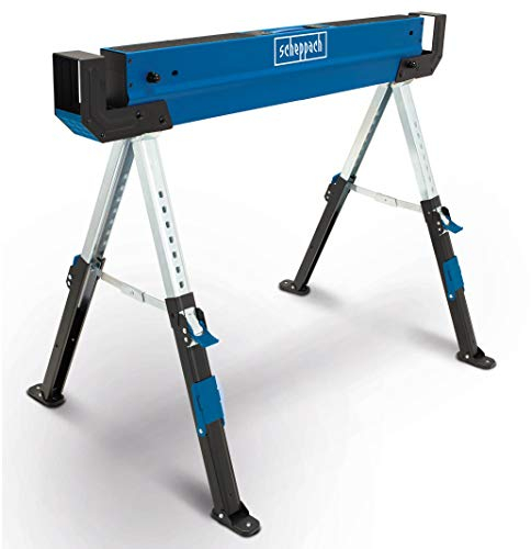 Scheppach Sägebock MWB600 Sägehilfe Säge Gestell Holzschneidebock | 589 kg Traglast | 61,8-82 cm Höhe (Einzeln)