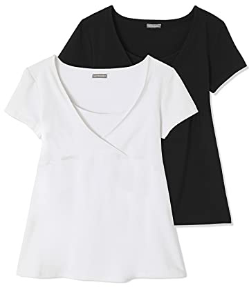 VERTBAUDET Lot de 2 T-Shirts Cache-Coeur Grossesse et Allaitement Lot Noir/Blanc 38/40