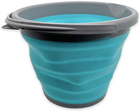 Secchio pieghevole da 10 litri, in silicone, con beccuccio e maniglia, per la pulizia della casa, il campeggio, la pesca, la cucina (grigio-verde)