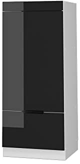 Vicco Mikrowellenschrank Fame-Line, Schwarz Eiche Hochglanz, 60 cm, zur Kombination mit weiteren Modulen der Fame-Line Serie
